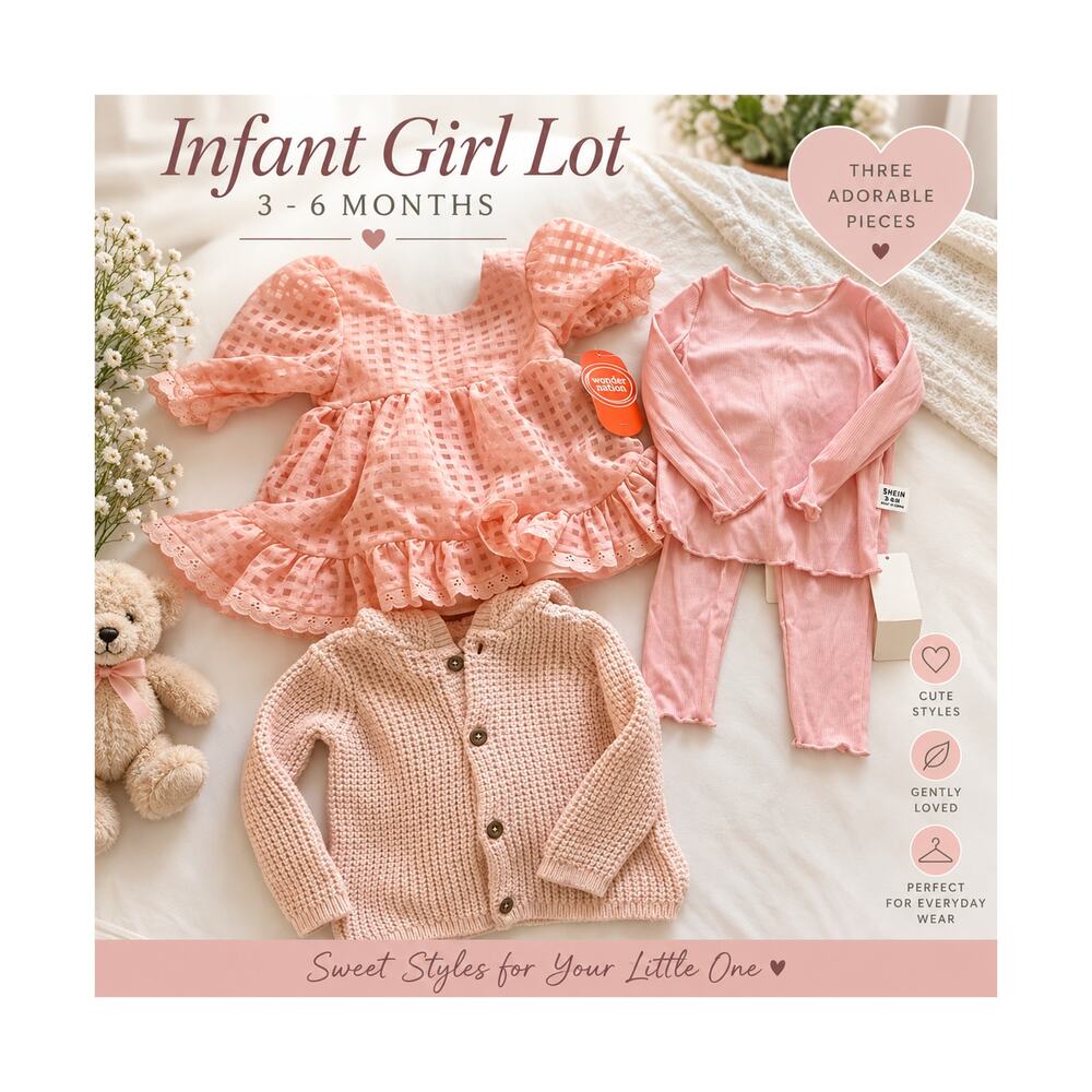 Infant Girl Clothing Lot 3-6 Months Baby Girl Clothes Outfit Bundle EUC NWT 4 pc